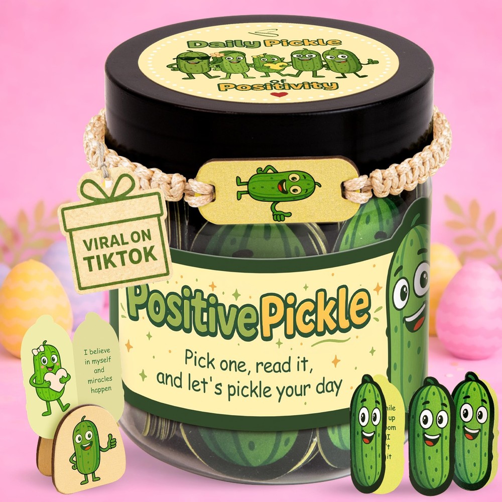 Stofinity 60 Positive Pickle Affirmation Cards Jar - Jar, AA.