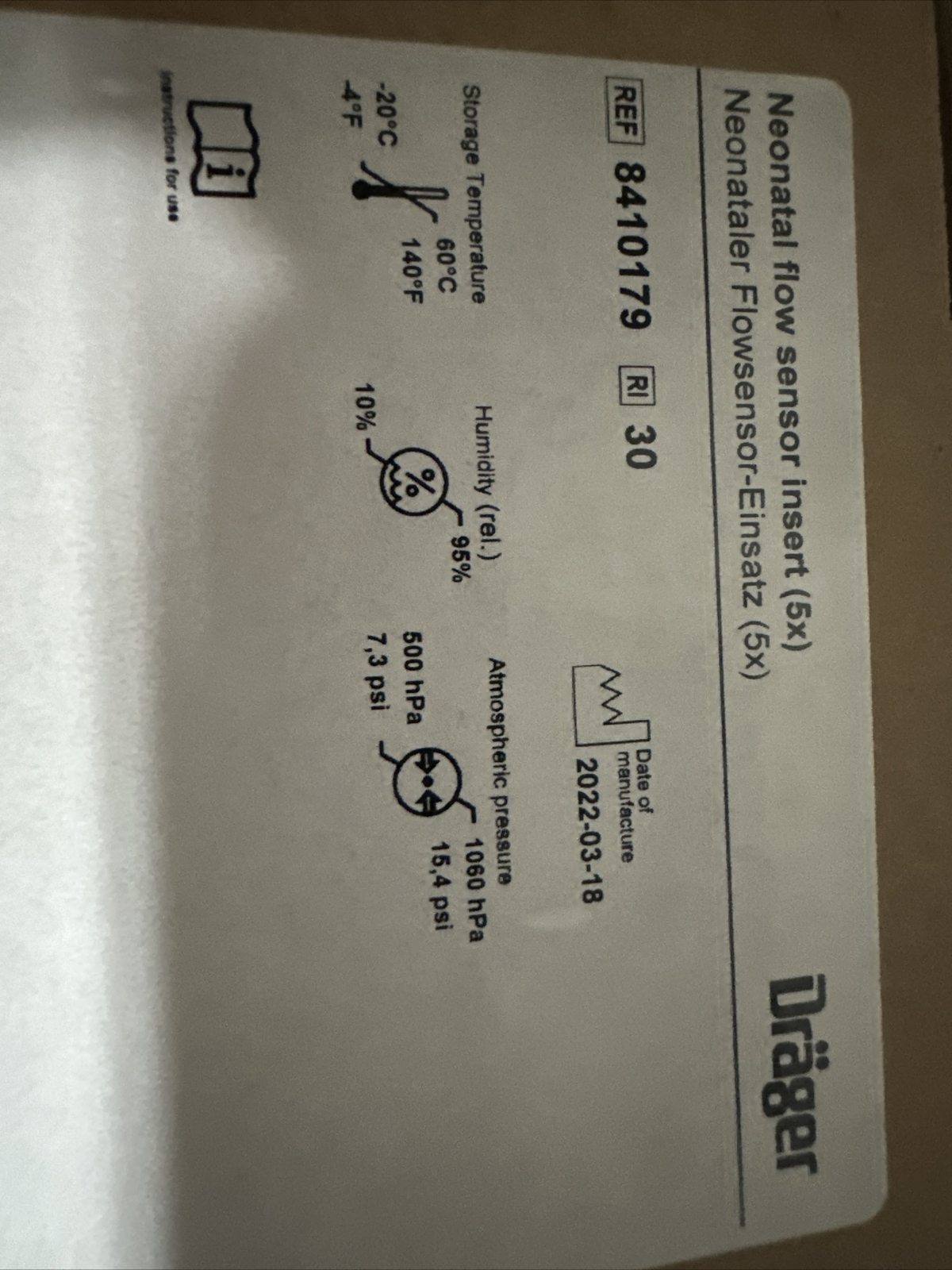Neonatal Flow Sensors Ref 8410179