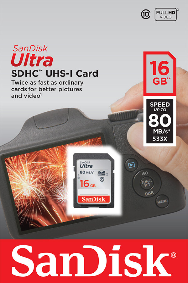 16GB SanDisk SD Memory Card For Digital Camera Class 10