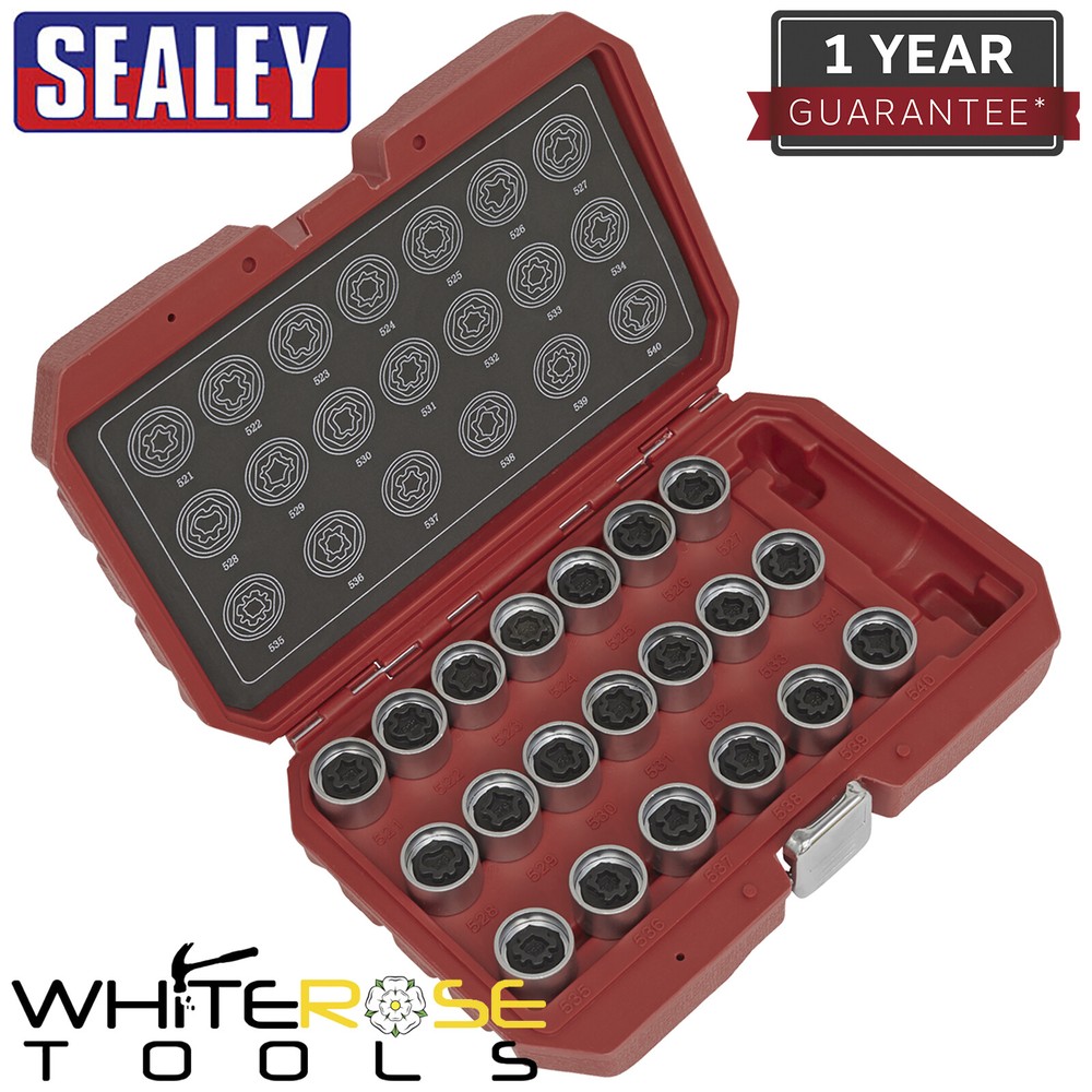 Sealey Locking Wheel Nut Key Set 20pc VAG Garage Storage Case
