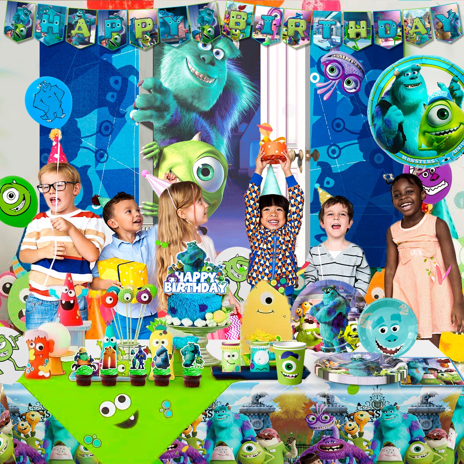 Monsters Inc University Birthday Decorations Tableware Set