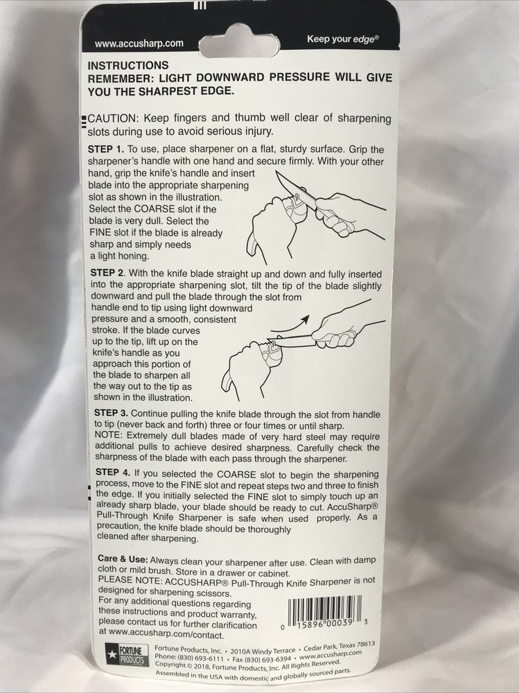 AccuSharp Pull-Through Knife Sharpener, Fine & Coarse, Orange/Green #039C