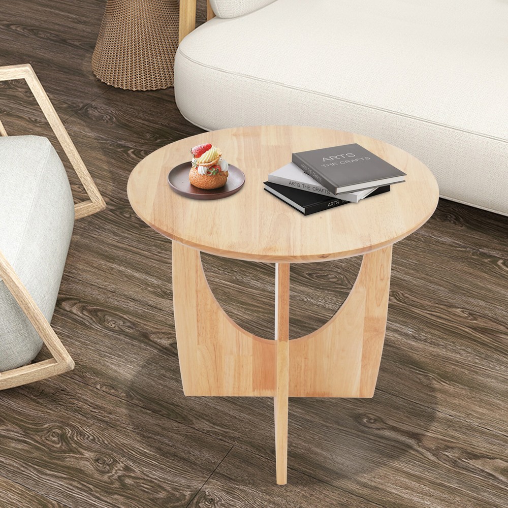 Modern Round Side Table, Modern End Table, Log Color Side Table for Living Room