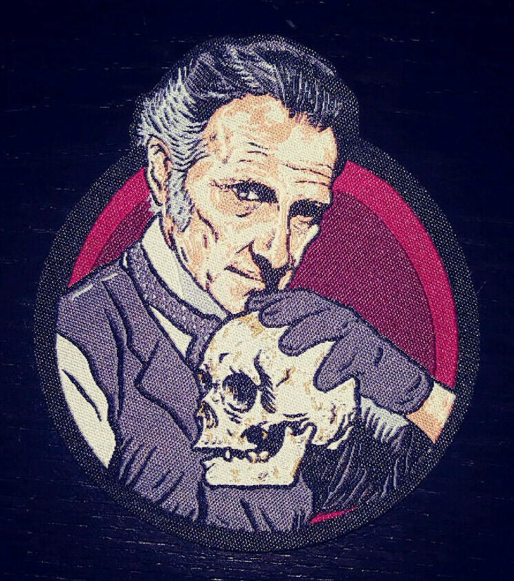 PATCH - Dr. Victor Frankenstein - HORROR - Woven,iron on Peter Cushing The Skull