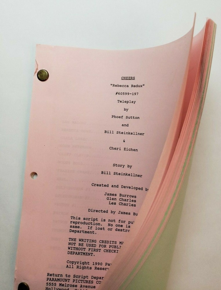CHEERS / Phoef Sutton & Bill Steinkellner 1990 TV Script "Rebecca Redux"
