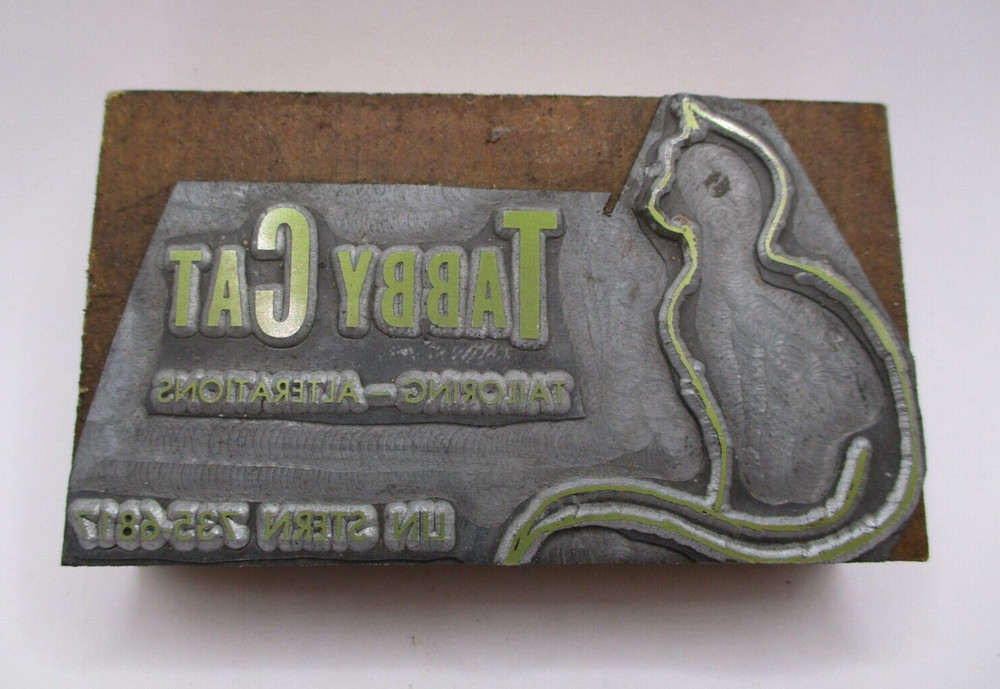 Printing Letterpress Printers Block Tabby Cat Tailoring Alterations