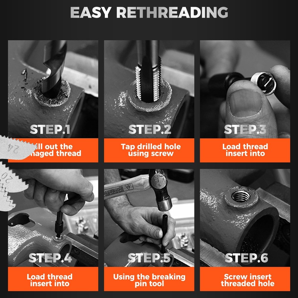 Thread Repair Kit Metric and SAE with HSS Drill Bits 348 Pcs
