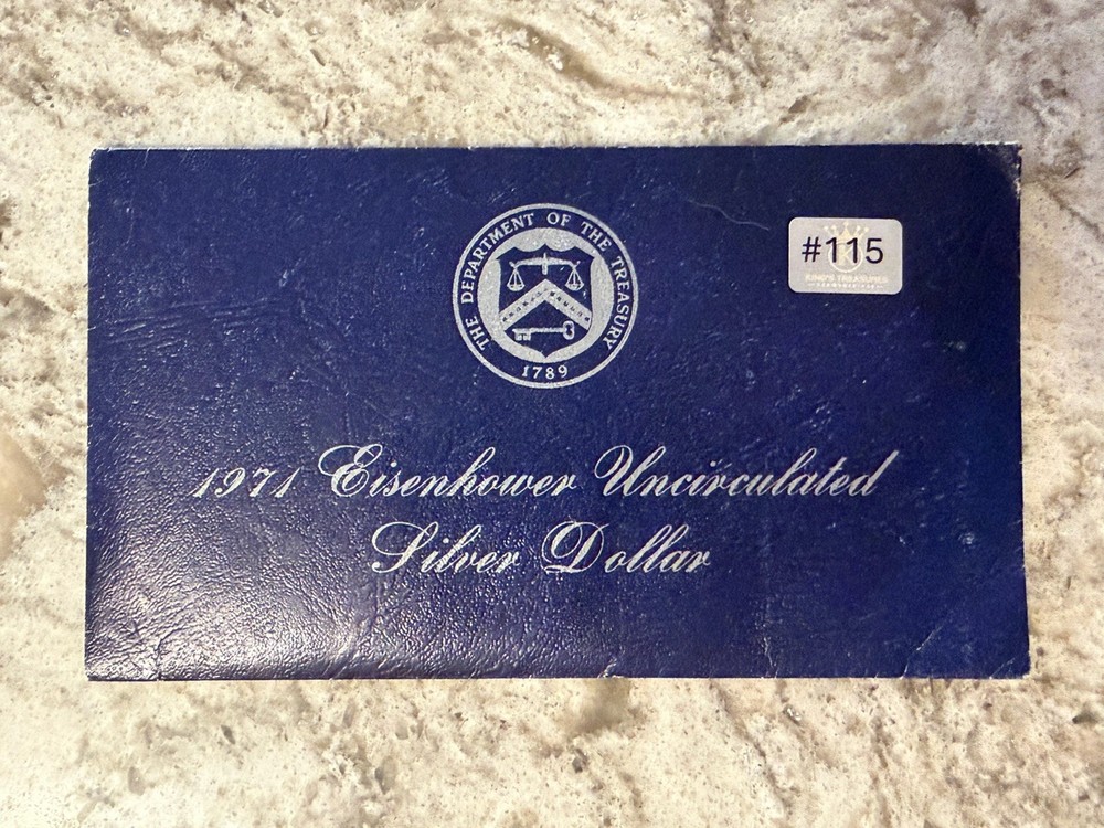 1971 Silver Eisenhower Uncirculated Dollar in Cello & Blue Envelope