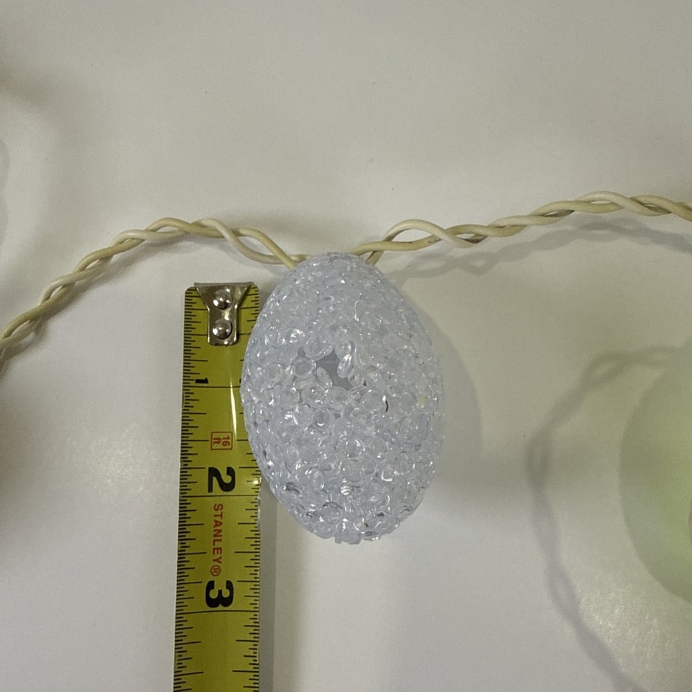 10 Easter Egg STRING LIGHTS Melted Plastic Popcorn GARLAND Vintage PINK BLUE