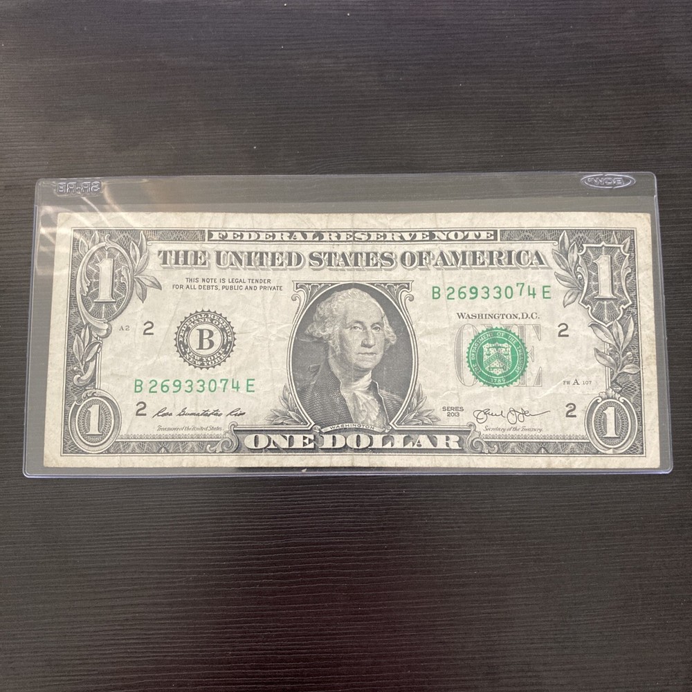 Series 2013 Rolled/Stuck/Turned Digit Error Serial B26933074E Circulated