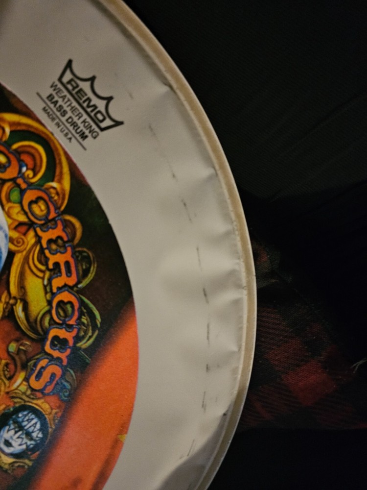 KISS PSYCHO CIRCUS 22" DRUM HEAD + GOLD FOIL ALBUM PRINT! Gene Paul Peter Ace