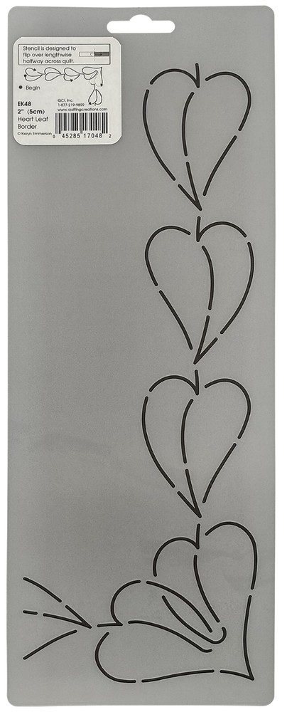 Quilting Stencil Ivy Leaf Heart Border 2" Leafy Quilt Pattern Quilters Template
