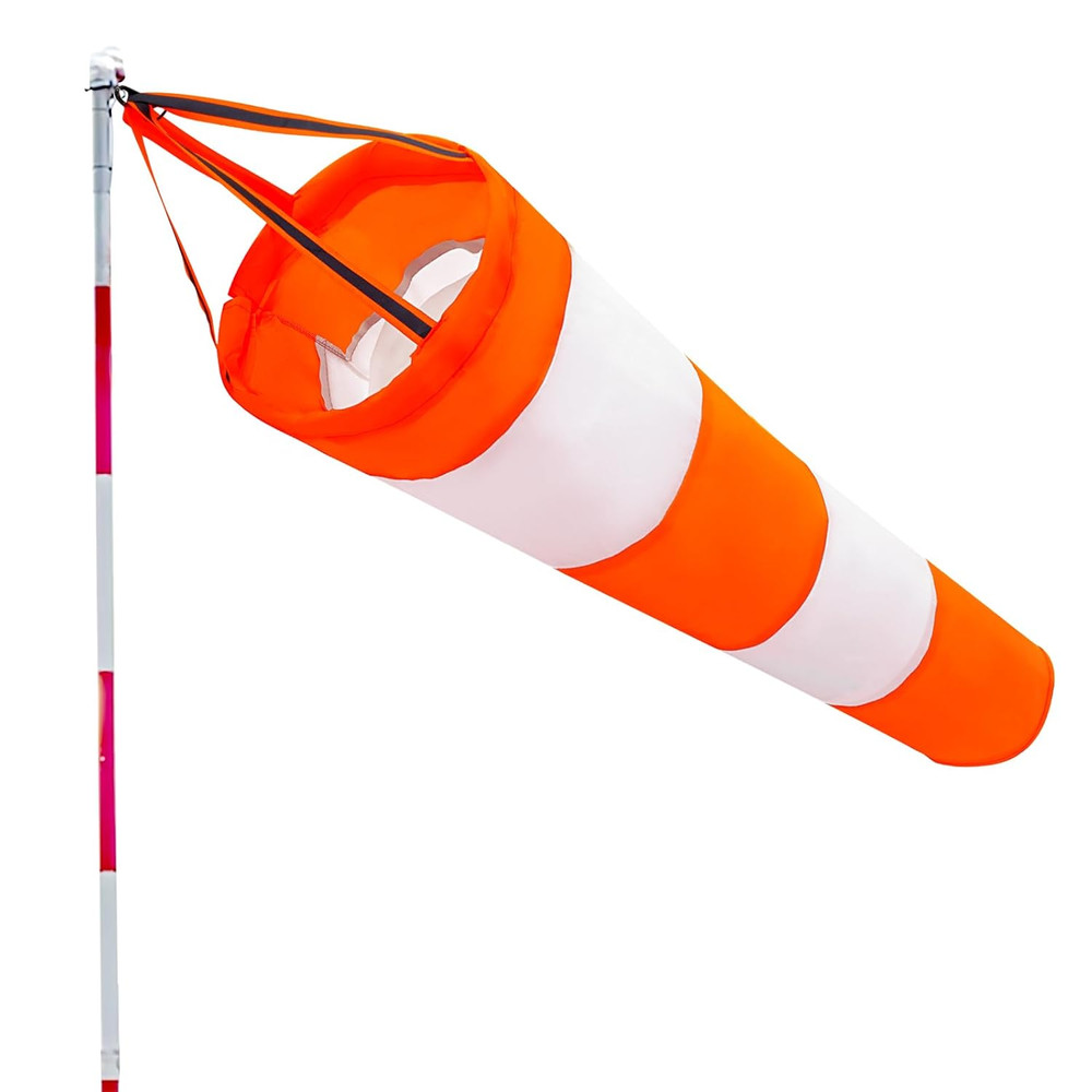 30" Heavy Duty Windsock Rip-Stop Wind Direction Indicator Reflective Belt Orange