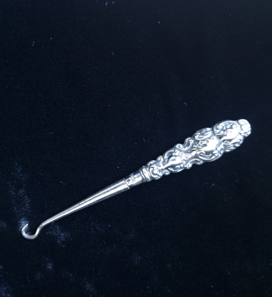 Antique Sterling Silver Button Puller Full Hallmarks Sheffield C1892