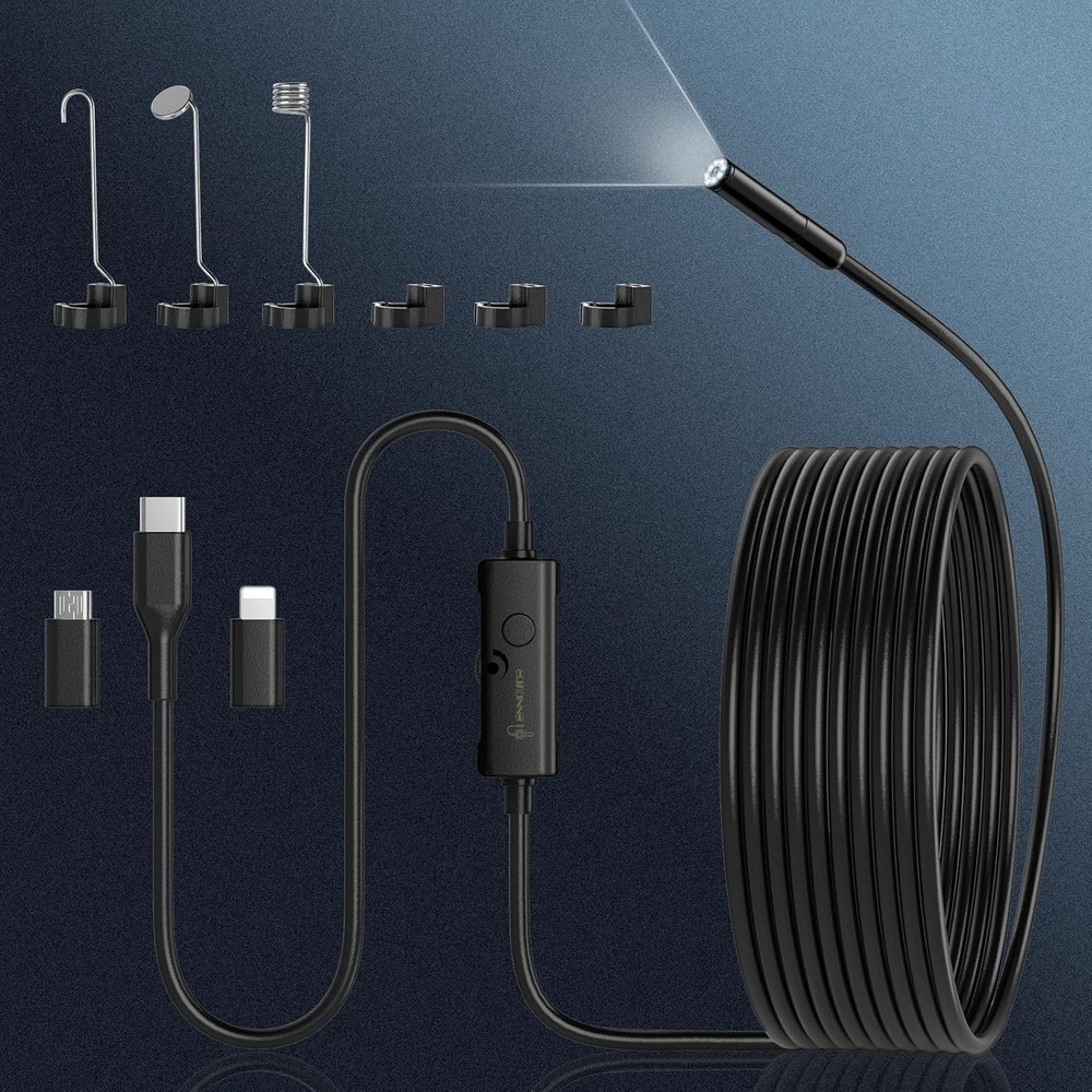 Endoscope Camera with Light, 16.4ft 1920P HD Borescope Camera with 8 LED Lights