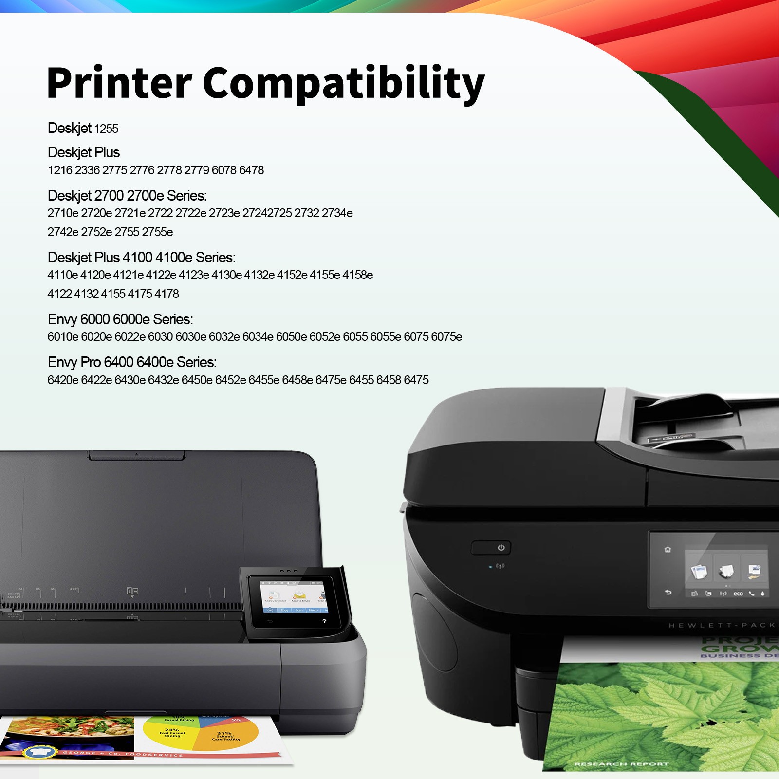 2PK 67XL Ink Cartridge Black For HP ink 67 DeskJet 2700 2755 4155 Envy 6055 6455