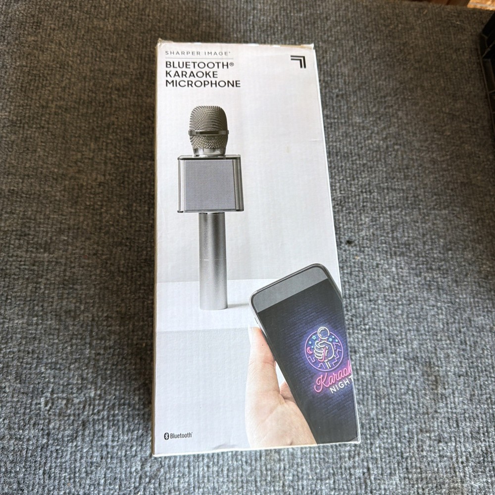 Sharper Image Bluetooth Karaoke Microphone Silver New