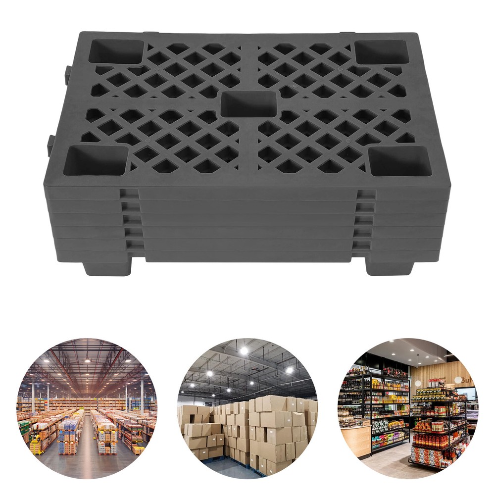 6-Pack Interlocking Plastic Pallets, Stackable, Anti-Slip, Heavy Duty