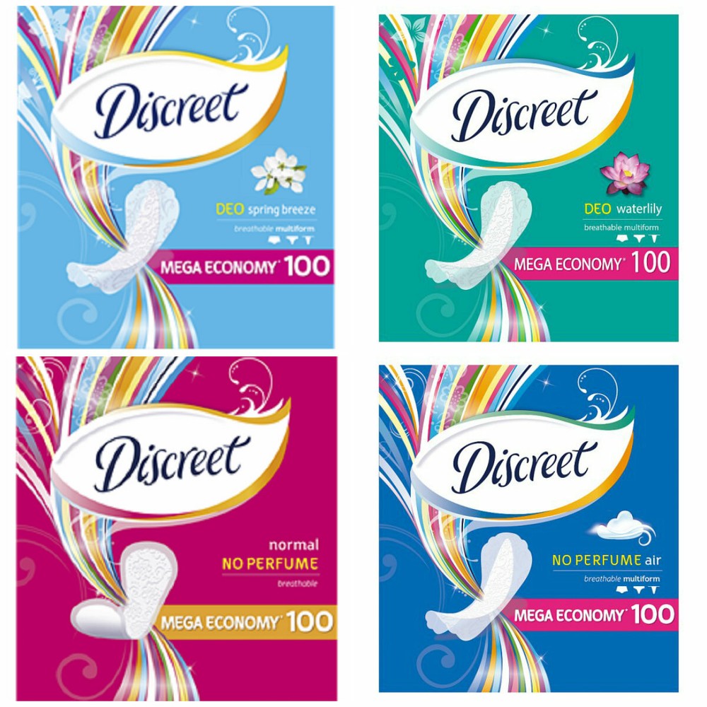 100 Discreet Everyday Regular liners No Perfume, Deo, Normal