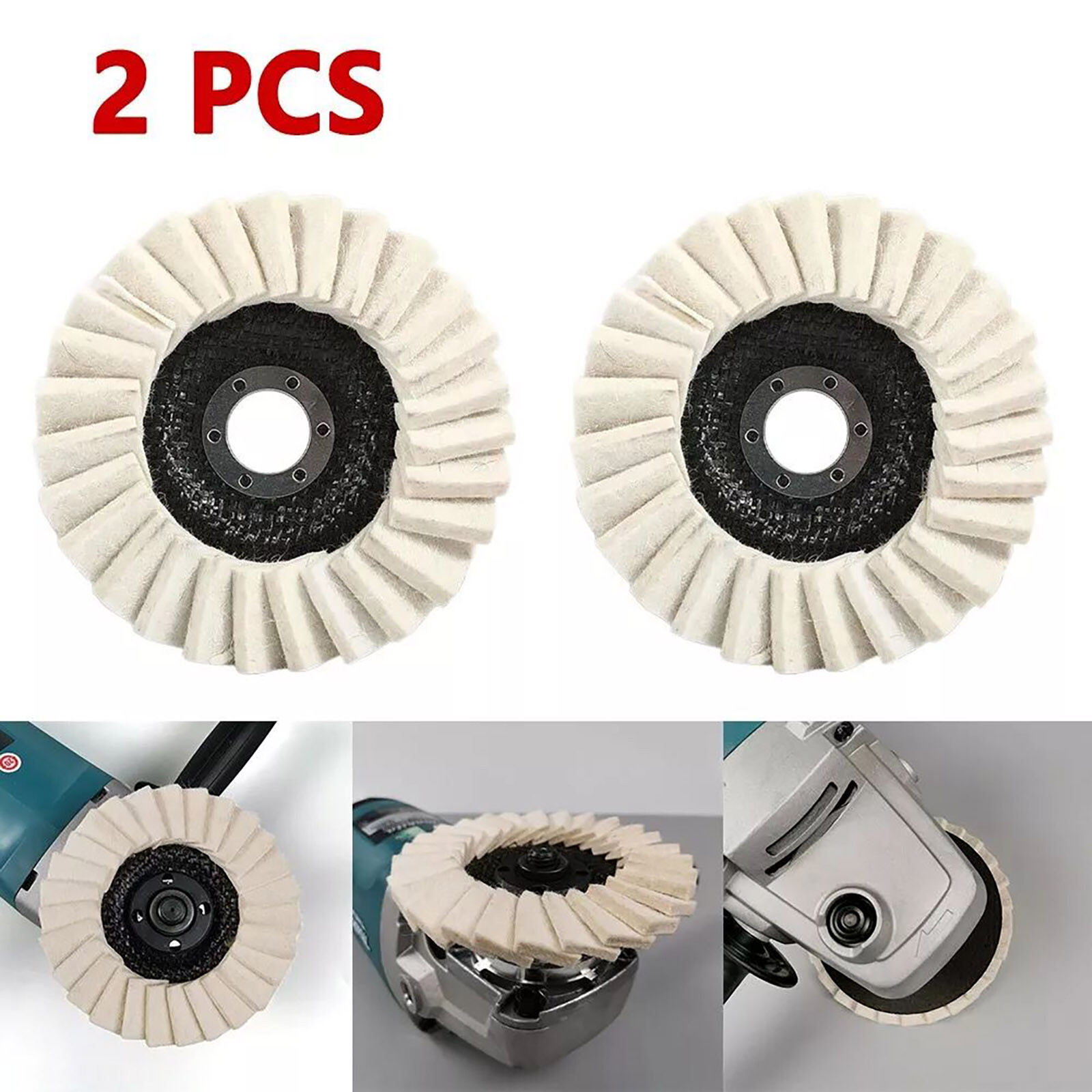 2Pcs 115MM Wool Felt Flap Disc Finishing Wheel Buffing Pads For Angle Grinder