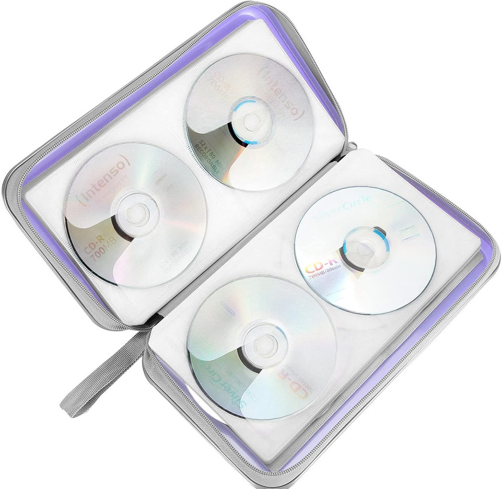 80 Capacity CD/DVD Case Holder, Hard Plastic CD DVD Disc Cases Storage Binder fo