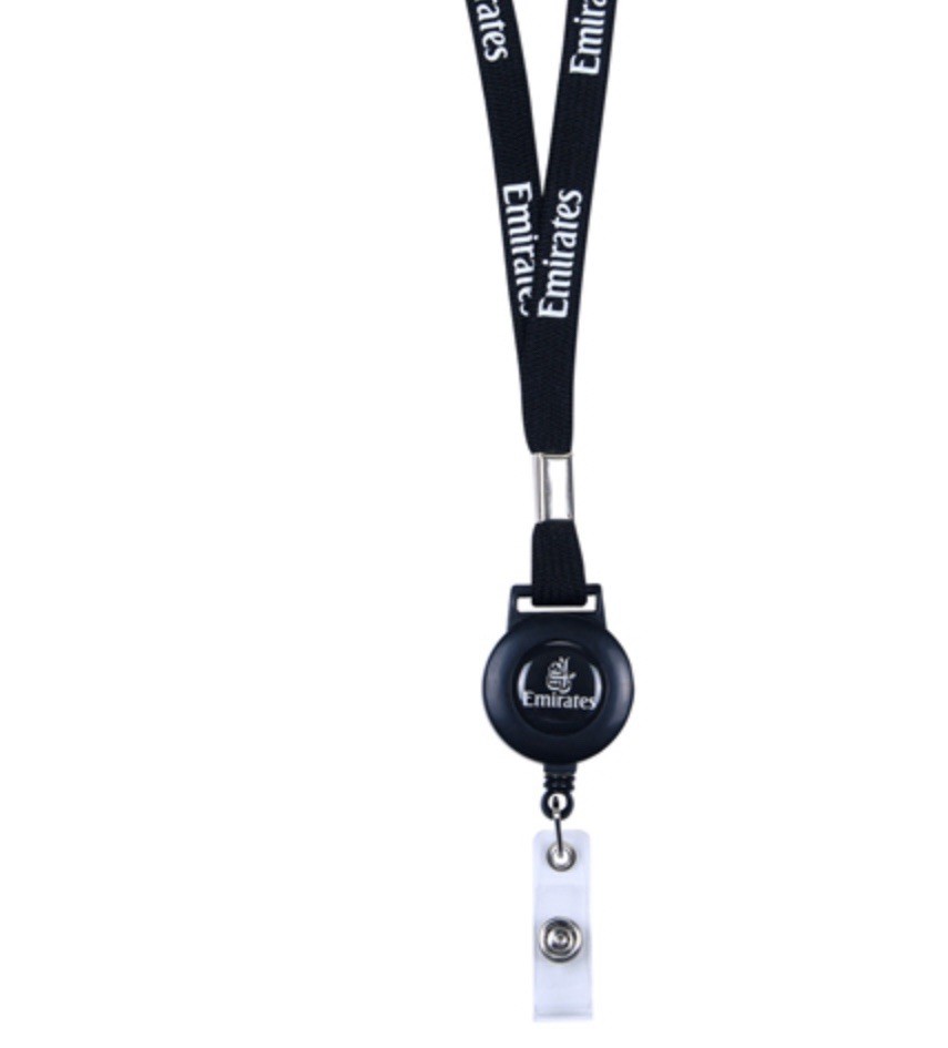 Emirates retractable ID holder lanyard, black