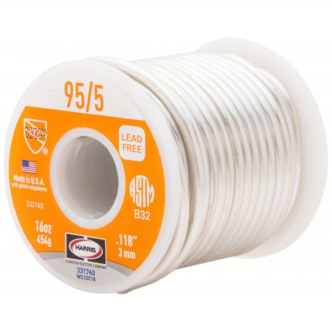 4 Pack - Harris 331760 95/5 Lead-Free Solid Wire Solder, 1 lb Spools