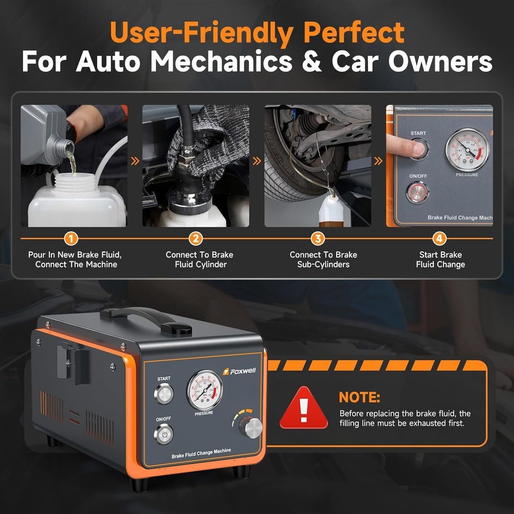 Foxwell RT100 Electric Brake Bleeder Machine Efficient Brake Fluid Exchange Tool
