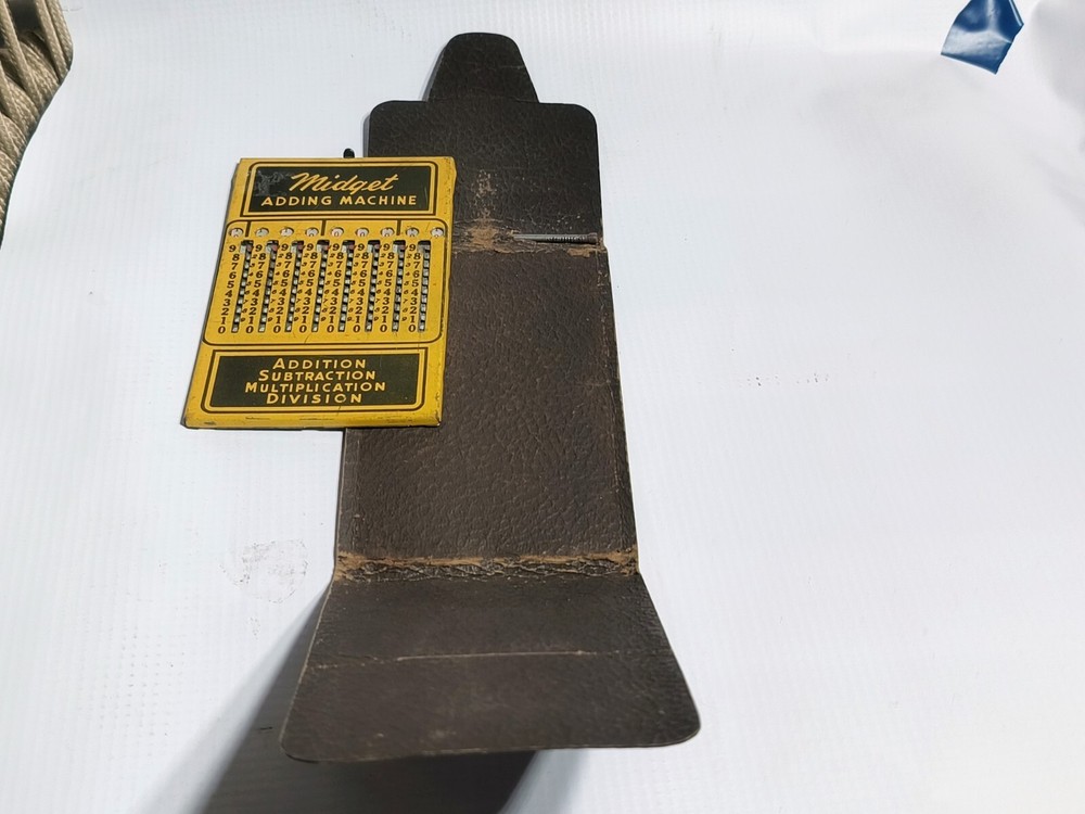 MIDGET ADDING MACHINE Original Case w/ NAIL Stylus GOOD WORKING CONDITION