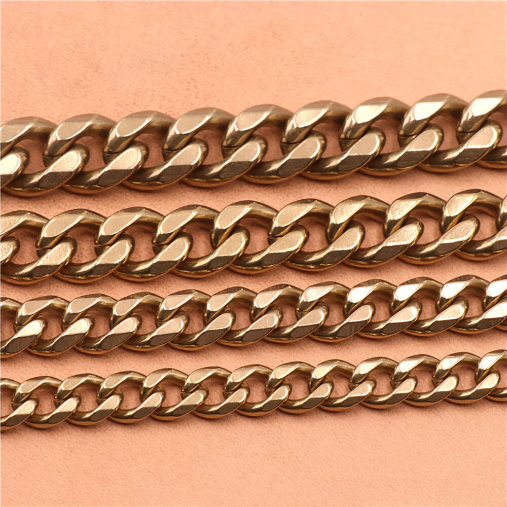Solid Brass Flat Curb Chains Strap Handbag Purse replacement Accessories Key DIY