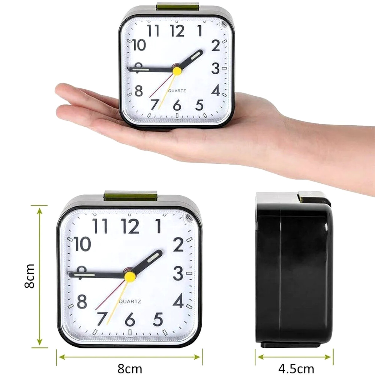 LED Desk Alarm Clock Nightlight Snooze Quiet Non Ticking Battery Powered Bedroom