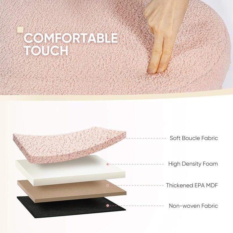 Folding Storage Ottoman Soft Boucle Bench Comfortable Multiuse 600lbs Capacity