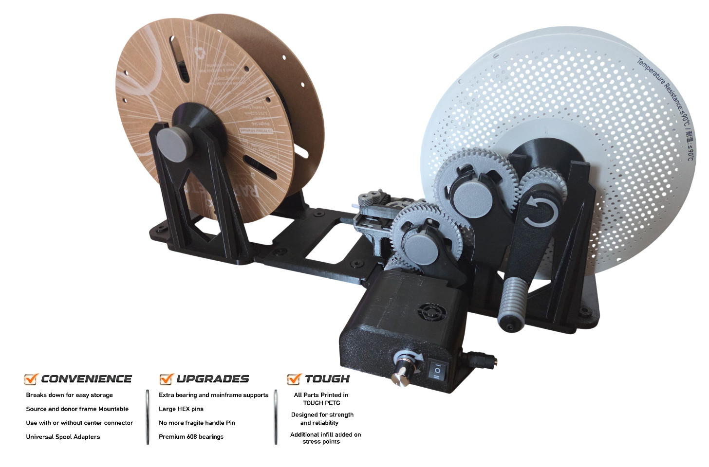 MOTORIZED Upgraded 3D Filament Re-spooler/Transfer - Pre-assembled - Bambu Lab