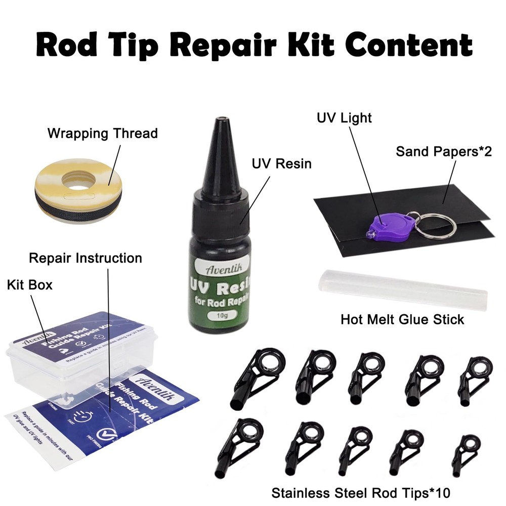 Fishing Rod Tip Repair Kit - Includes Eyelet Replacements & Tools