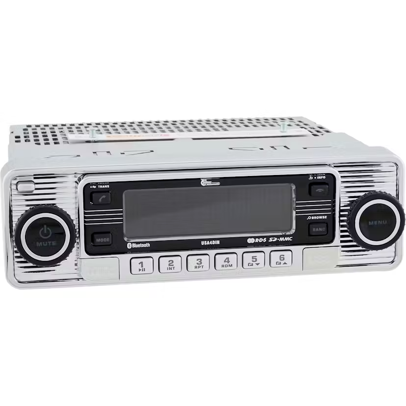 Ford Truck USA-4 DIN Radio AM/FM CD player MP3 Bluetooth Vintage Chrome Face
