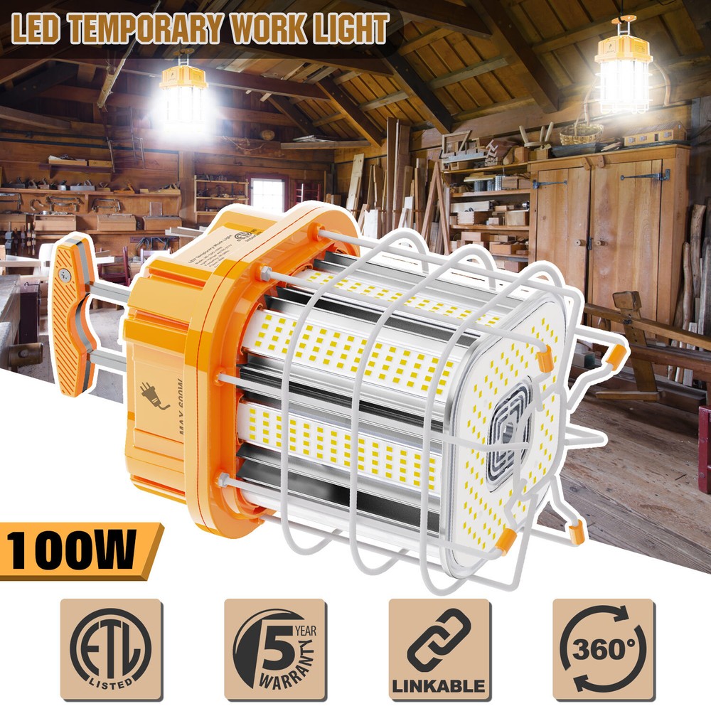 Industrial 100W LED Temporary Work Light Linkable Construction Worksite Lights