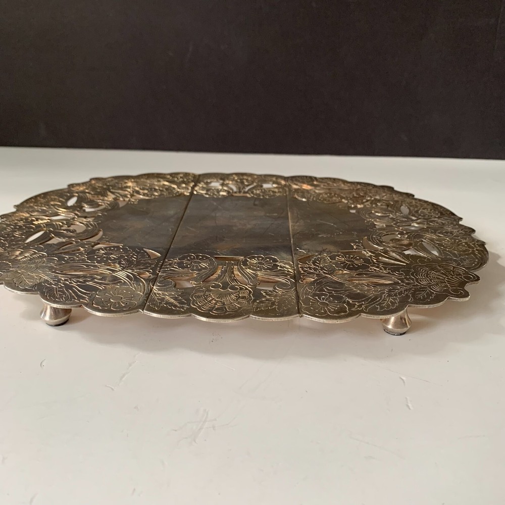 VINTAGE IFS LTD 40 SILVER PLATED TRIVET EXPANDABLE z