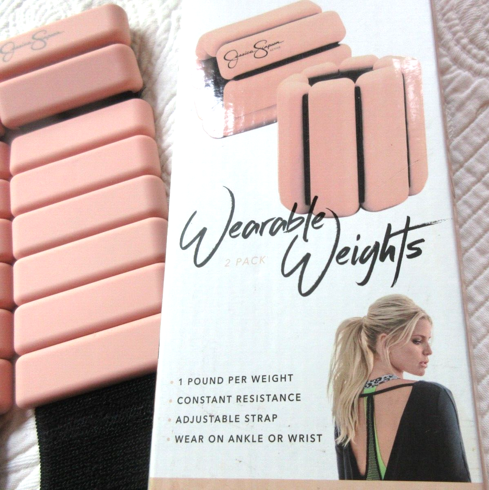 JESSICA SIMPSON WEARABLE WEIGHTS PINK 1 lb. PER WEIGHT ANKLE ARM ADJUSTABLE SOF