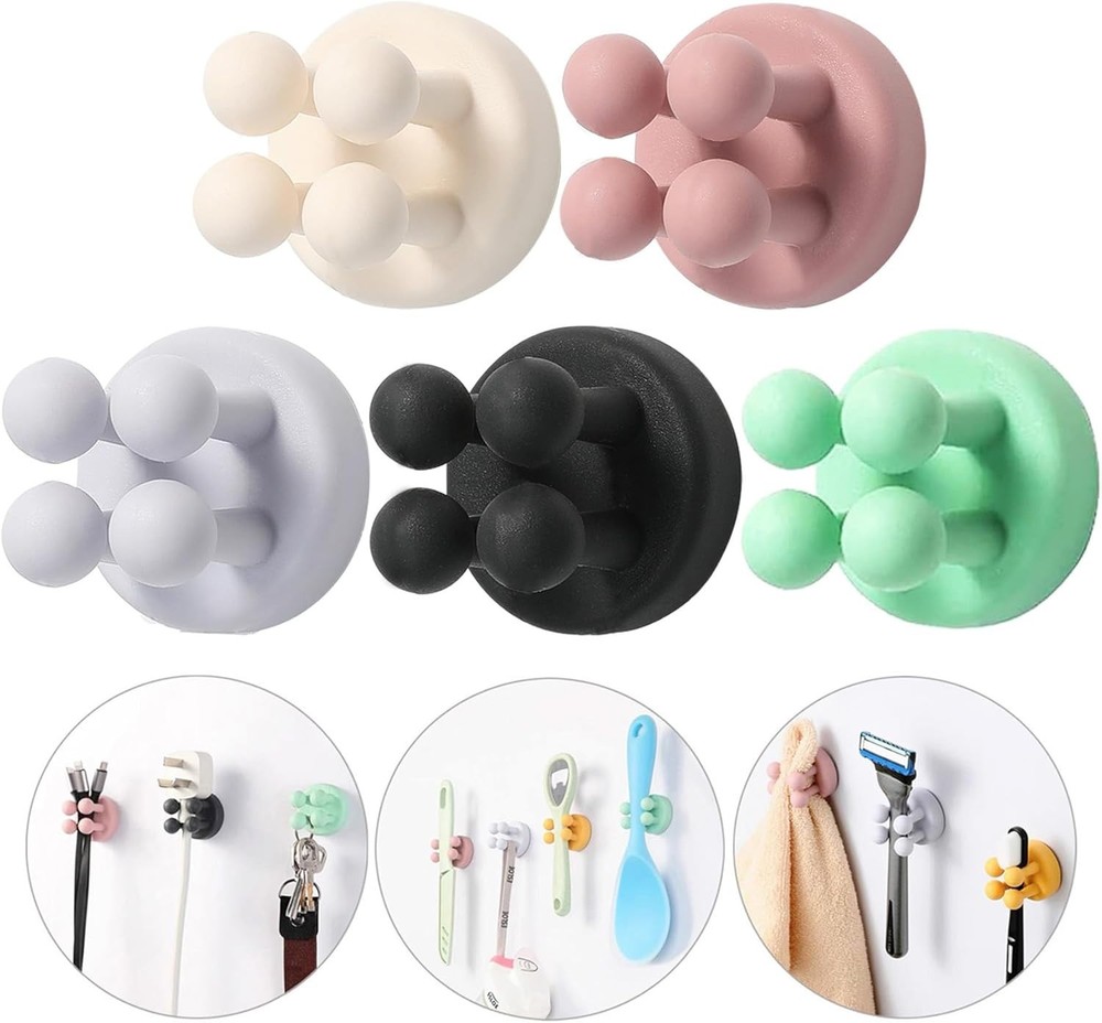 Multi-Function Silicone Toothbrush Holders - Easy Install Waterproof Wall Hooks