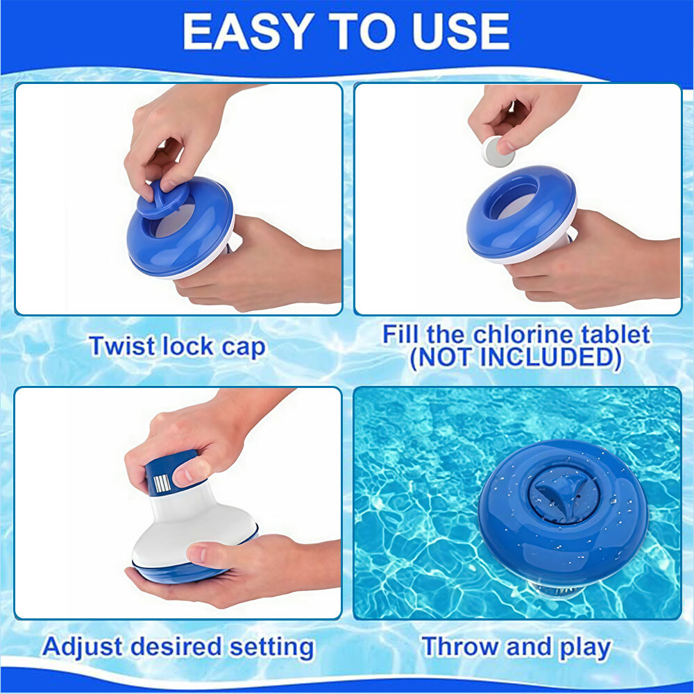 Floating Spa Chlorine Dispenser Twist Lock Cap,Adjustable Flow,Small Pool Safe