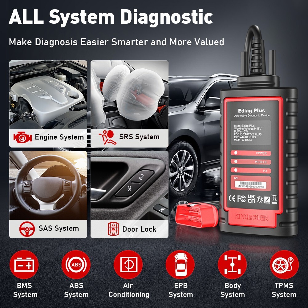 KINGBOLEN Ediag Plus OBD2 Scanner Car Diagnostic Tool IMMO Coding as Thinkdiag 2