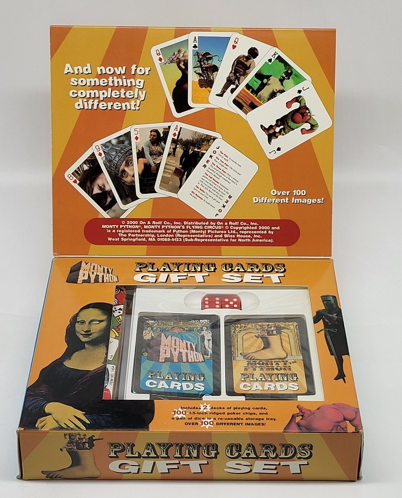 2000 Vintage Monty Python Playing Cards Gift Set w/ 2 Decks, Dice, & Poker Chips