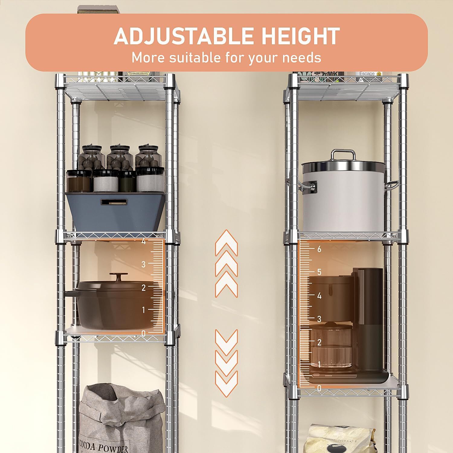 5 Tier Wire Kitchen Pantry Shelf Rack Steel Shelves Metal Shelving Storage Units