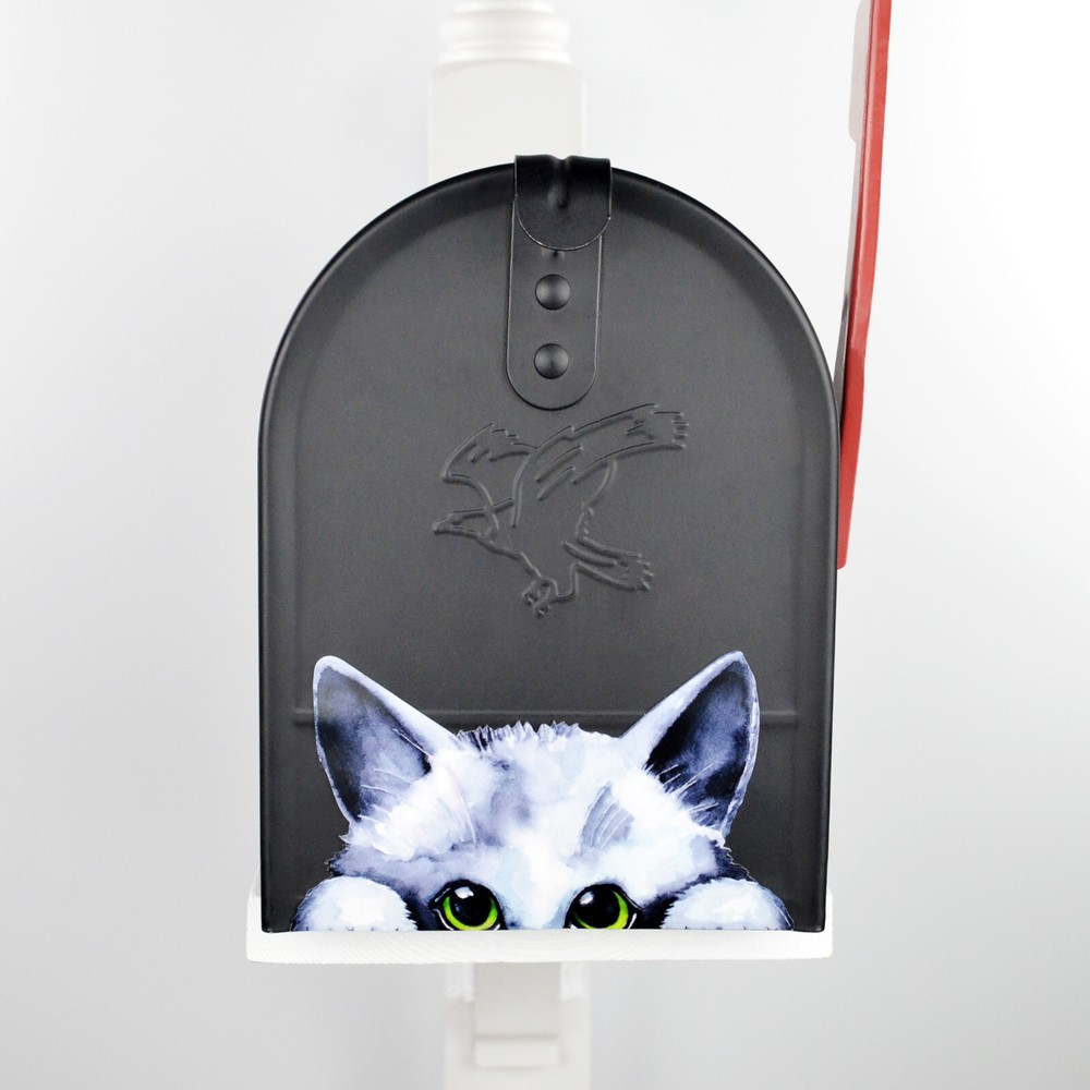 Mailbox Cover (Partial) Black Peeking Cat Kitten Rustic Fall Halloween Magnet