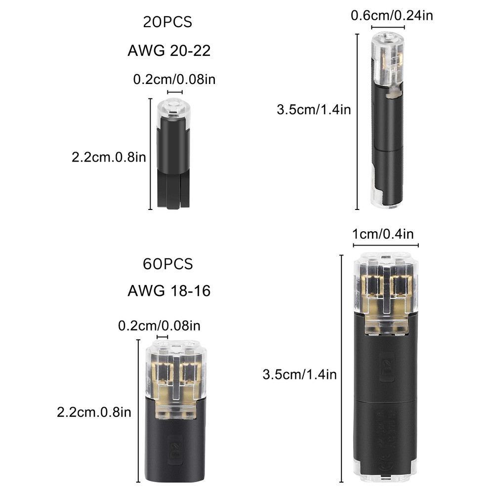 80 PCS Plug-In Quick Wire Connectors, Reusable Clamp Terminal Blocks for Cables