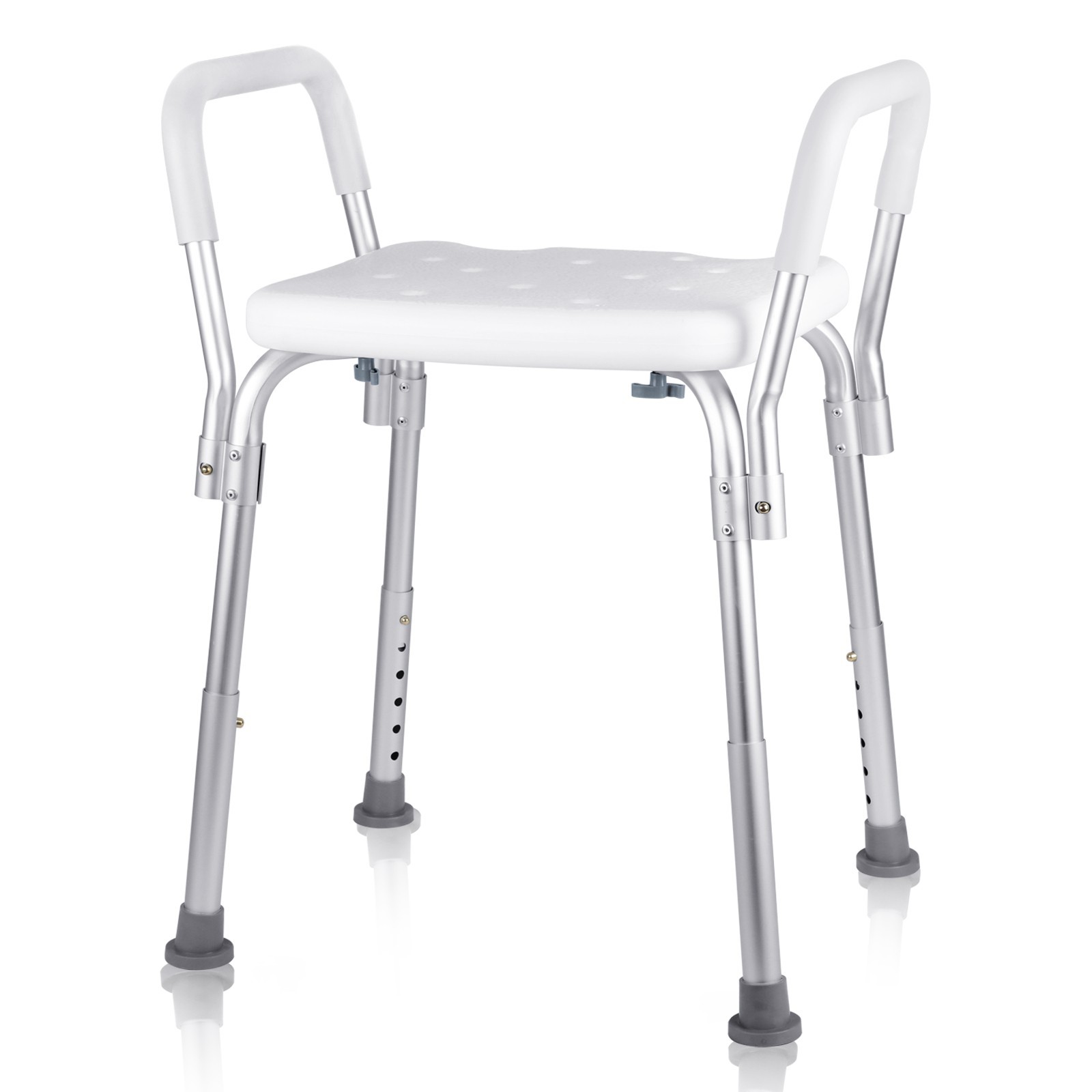 Backless Shower Chair with Arms-350 lb.capacity Bench Stool Adjustable Height