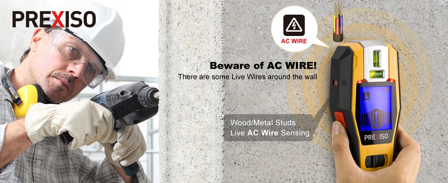 PREXISO 2-in-1 Stud Finder with Laser Level, Rechargeable Cross Line Laser NEW