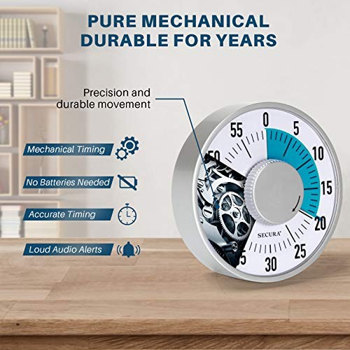 60-Minute Visual Timer 6-Inch Mechanical Countdown Timers for Teaching, Blue