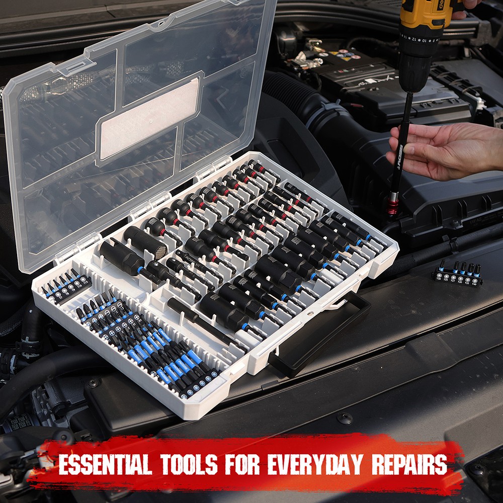 80PC Magnetic Impact Nut Driver Set Metric & SAE with Adapter 1/4'' Quick Change