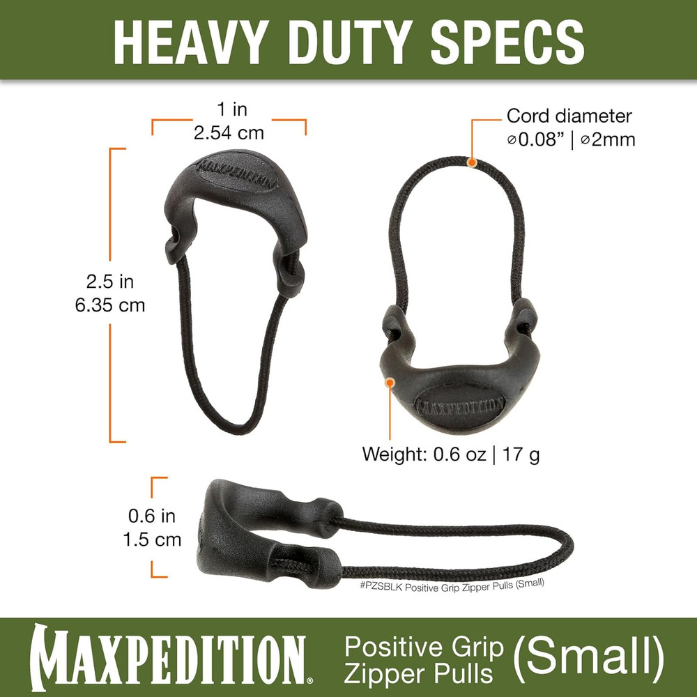 Small Zipper Pulls (6 Pack), Black